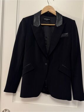 Generation Love Women's Black Vegan Leather-Trim Blazer Small